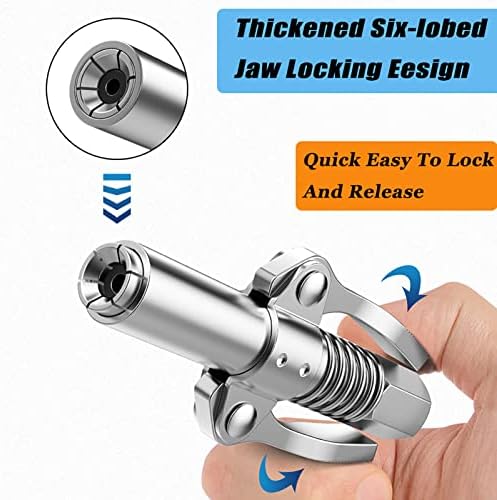 Grease Gun Coupler Grease Gun Tip Quick Lock and Release Lube Grease Gun Fittings Dual Handle Grease Nozzle Coupler Upgraded to 12000 PSI,Compatible with All Grease Guns 1/8" NPT Ends Accessories