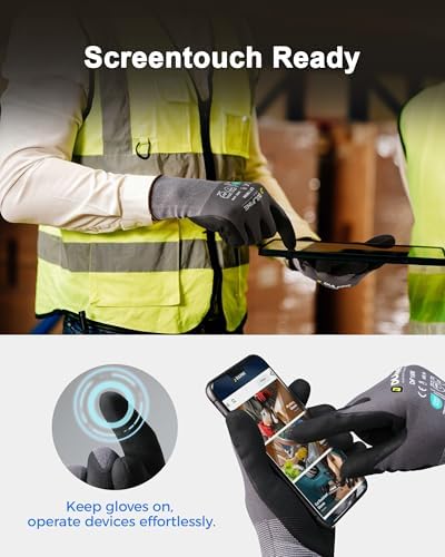 DULFINE MicroFoam Nitrile Coated 36 Pairs Work Gloves for Men Grey S