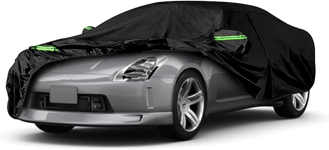 Waterproof Car Covers Replace for 2003-2009 Nissan 350Z, 6 Layers with Inner Cotton Liner Custom-Fit Outdoor All Weather Full Car Covers with Zipper Door for Snow Rain Dust Hail Protection