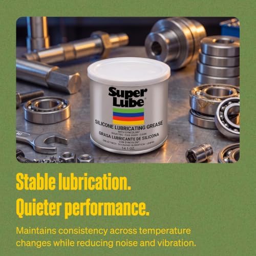 Super Lube Silicone Lubricating Grease w/Syncolon - Waterproof, All Purpose Food-Grade Grease - Rust Protection - Automotive & Industrial Maintenance - Translucent White - Canister - 14.1 oz (92016)