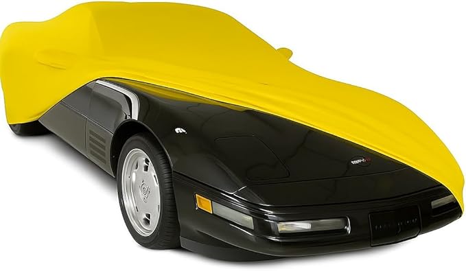 SR1 USA C4 Corvette Indoor Car Cover - Custom Fit Ultraguard Stretch Satin - The Ultimate High End Fit with Storage Bag for 1984-1996 C4, Z51, GS, ZR1 Convertible, Hardtop Corvettes (Yellow)