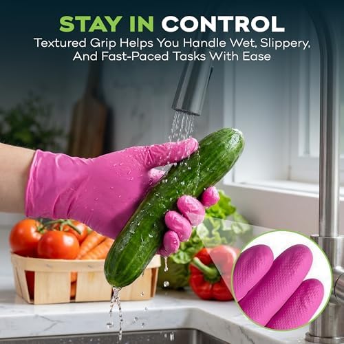 FifthPulse Fuchsia Hot Pink Nitrile Disposable Gloves -3 Mil Medical Exam Nitrile Gloves -Powder and Latex Free