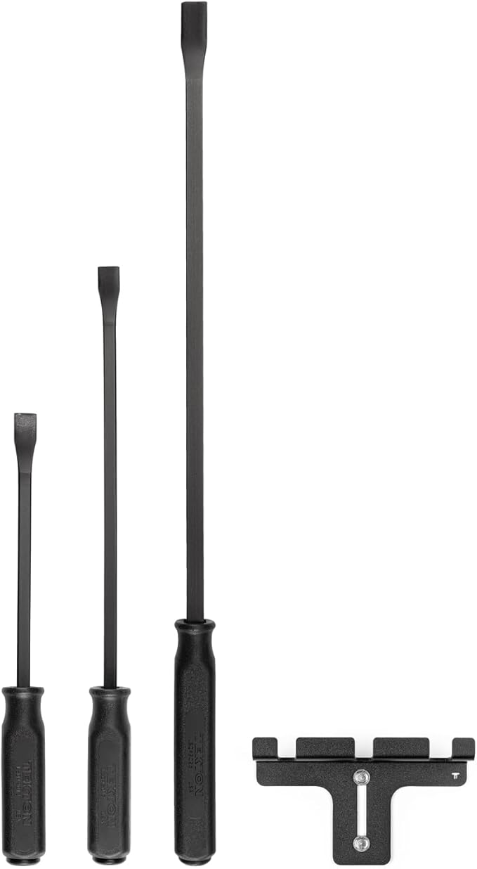 TEKTON Angled End Handled Pry Bar Set with Wall Hanger, 3-Piece (12, 17, 25 in.) | LSQ96503 | Made in USA