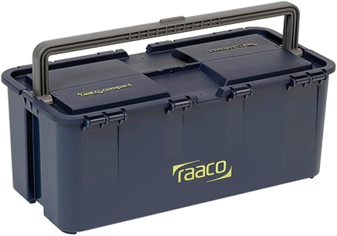Raaco Tool Box with Drawers & Removable Trays – Durable Plastic Polypropylene (PP) Organizer with Handle, Stackable & Lockable, 66 lb Load Capacity (Compact 20)