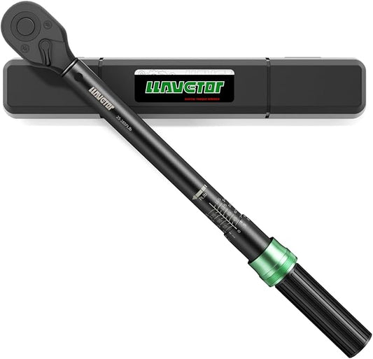 1/2-Inch Drive Click Torque Wrench, 25-165Ft.lb(20-220N.m), 72-Tooth Torque Wrenches with Dual Range Scales, ±3% High Precision Torque Wrench