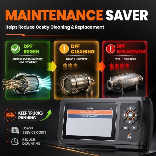ANCEL NEW HD430 Heavy Duty Truck Scanner, DPF Maintenance Service for Cummins & Caterpillar Engine, Full System HDOBD Diesel Scanner, J1939 Scan Tool Code Reader for Diesel Trucks (Green)