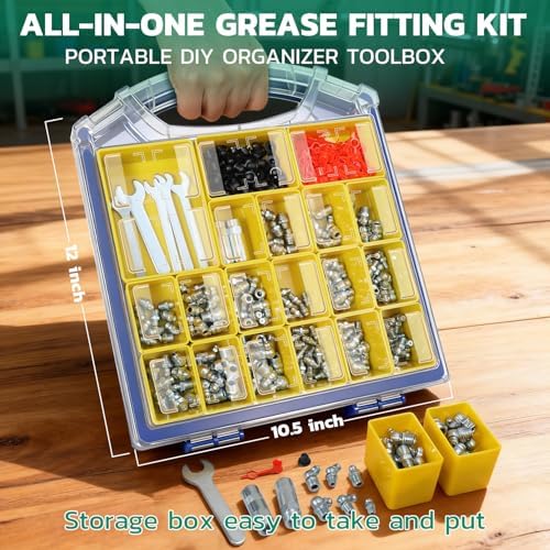 OURU 330PCS Grease Fittings Assortment, SAE & Metric, Grease Gun Couplers