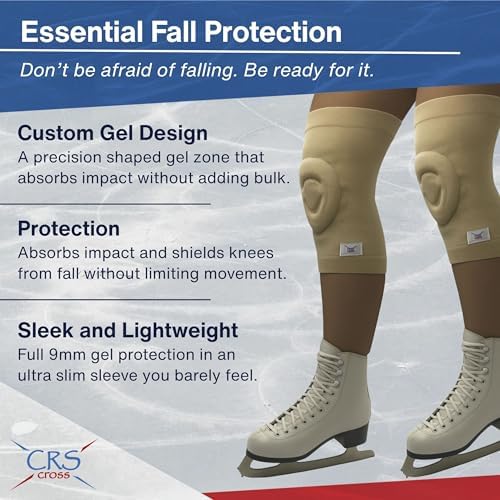 CRS Cross Gel Knee Pads for Ice Skating. Custom Gel Pad Design. Pair Large