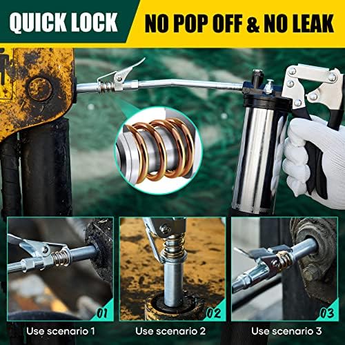 Saker Grease Gun Coupler-Upgrade to 14000 PSI, Grease Gun Coupler Adapter