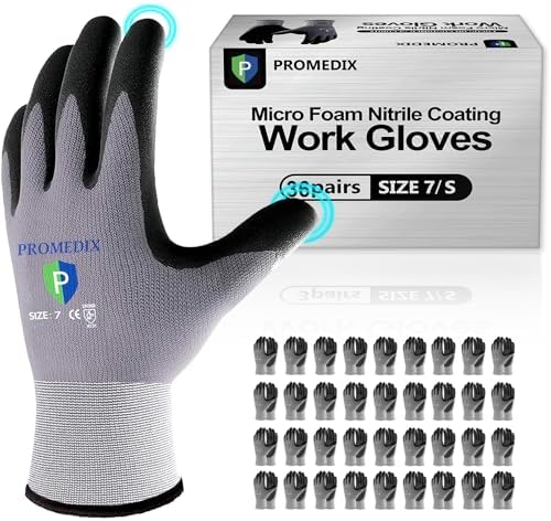 PROMEDIX P Nitrile Coated Work Gloves,MicroFoam Safety Work Gloves Men,Seamless Knit Nylon&spandex Gloves with Grip