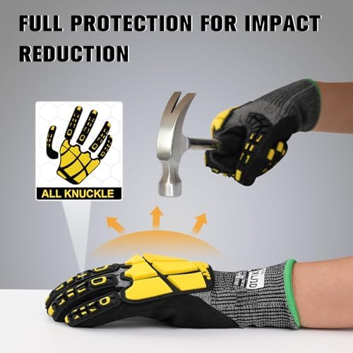 Safety Work Gloves Men Women, ANSI A6 Cut Resistant Gloves