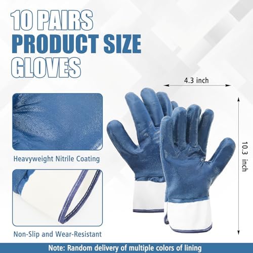 Teenyyou 5/10/15/20/25 Pair Nitrile Coated Oil Work Gloves