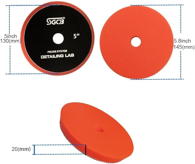 SGCB Pro 5" DA Buffing Polishing Pad Buffer Pads 4Pcs Coarse to Fine for 5 Inch RO DA Rotary Polisher Hook and Loop Buffing Foam Pads Sponge Polish Pad Compounding Polishing Finishing and Waxing