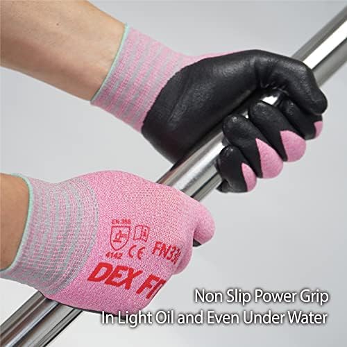 DEX FIT Nitrile Work Gloves FN330, 3D Comfort Fit, Touchscreen Grip Gloves for Warehouse, Construction, Package Handling, Delivery & General Work, Men & Women, Pink, S, 3 Pairs