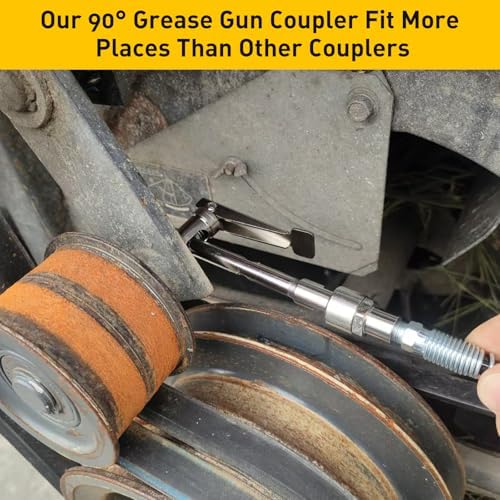 Right Angle Degree Grease Gun Coupler Set, Strong Lock on Greases Gun Tips with 360°Grease Gun Hose Swivel,12000PSI Quick Release Grease Coupler Fit with All 1/8" NPT Grease Gun Fitting