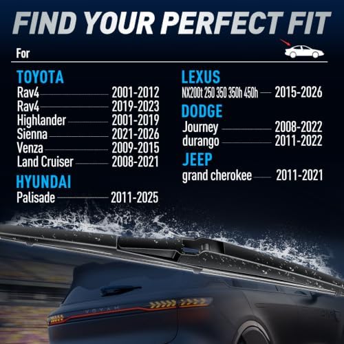 Rear Wipers for Toyota RAV4 2019-2023/ Toyota Highlander 2001-2019