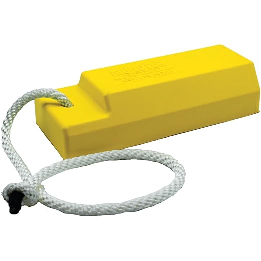 Checkers 21" Airplane Chocks, Aviation Wheel Chocks for Small to Mid-Sized Aircraft, One Tire Chock for Polished Hangar Floors with Rope Lanyard, Durable Lightweight Urethane, Yellow, AC3521-RP-S