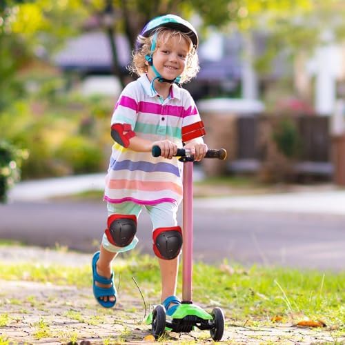 Kids/Youth Knee Pads Elbow Pads for 3-14Years Boys Girls 6 in 1 Kids Protective Gear Set Adjustable for Skating Cycling Bike Rollerblading Scooter Roller Skates