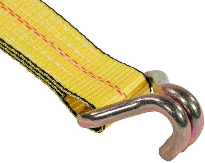 Mytee Products 20 Pack 2" x27' Yellow Ratchet Strap with J Hooks - 10,000 Lbs Breaking Strength -Heavy Duty Tie Down Large Bar Handle and Cargo Straps w/Wire Hooks for Flatbed, Truck, Trailers Pickup