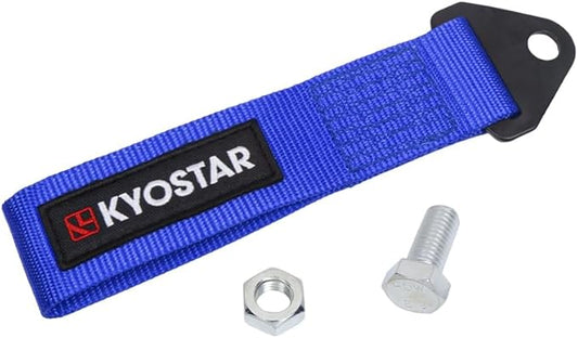 Kyostar Universal Racing Tow Strap for Front or Rear Bumper Towing Hooks, High Strength Tow Straps, Upgrade Version (Blue)