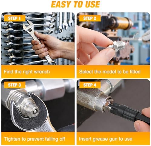 GOOACC 60 PCS Zerk Grease Fittings Kit Hydraulic Grease Fitting Assortment with Straight 45 90 Degree M6 M8 M10 Metric Grease Zerk Fittings Nipple for Automotive Farm Industrial Machinery Lubrication