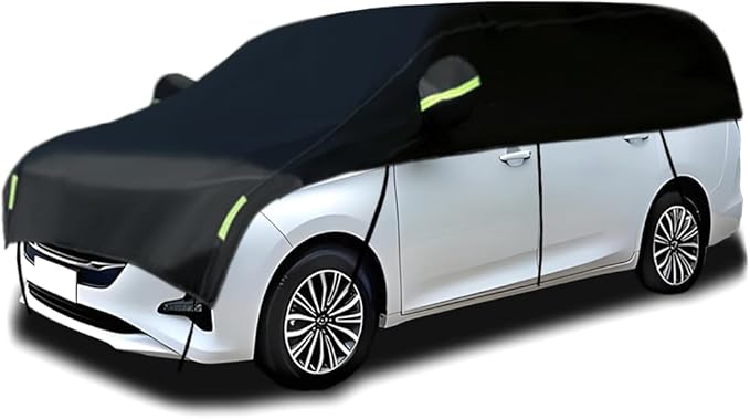 Half Car Cover Car Cover for Sunshade Half Car Body Cover Snow Cover Waterproof Universal Black 210D with Cotton (SUV/MPV)