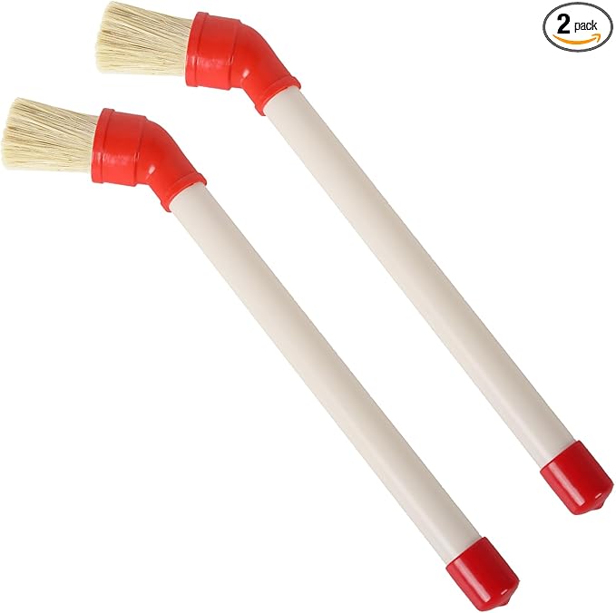 Calvana (2-Pack) Curved Applicator Brush for Tire Mounting Paste, 11" Plastic Handle, 45-Degree Angle for Easy Application of Tire Lubricants