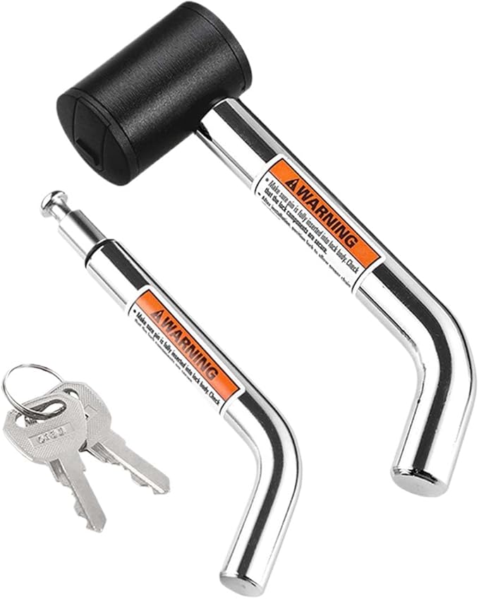 Trailer Hitch Receiver Pin Lock, Anti-Theft Dual Bent Locking Pin for 1-1/4" 2" and 2-1/2" Receivers, 1/2" and 5/8" Diameter Pin Receiver, Class I, II, III, IV and V Hitch Pin Receiver