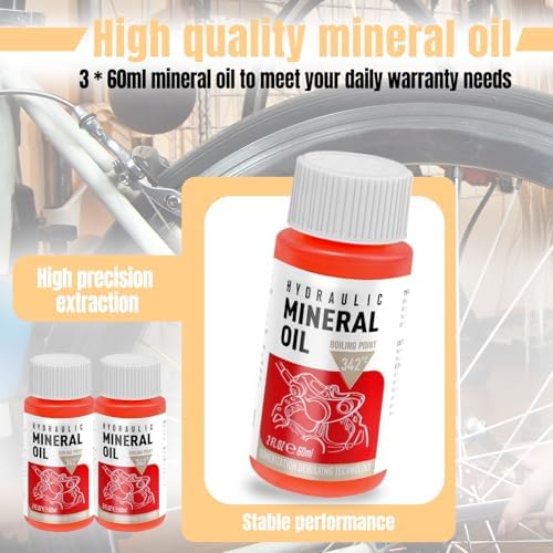 Brake Bleed Kit for Shimano,TEKTRO, TRP Hydraulic Disc Brakes, Bike Hydraulic Brake Bleed Kit with 180 ml Mineral Oil Brake Fluid, Metal adapters, for MTB/Road Bike Brake