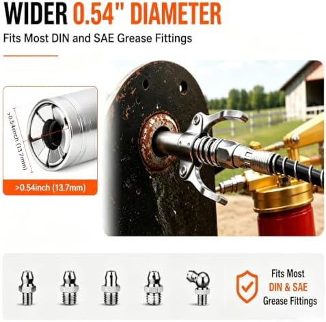 12-Inch Grease Gun Hose with Quick Release Coupler, 1/8" NPT Grease Kit