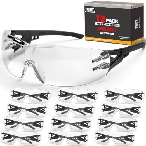 TBET Clear Safety Glasses Bulk for Men, ANSI Z87.1& UV Protection Glasses