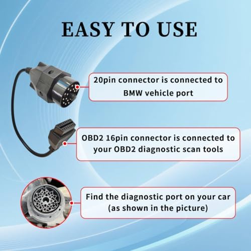 OBD1 to OBD2 Cable for BMW 20 Pin Adapter,20pin Diagnostic Connector