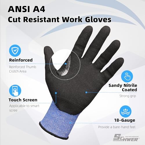 Schwer 50 Pairs A4 AIR-SKIN Cut Resistant Work Gloves, AR3900, L