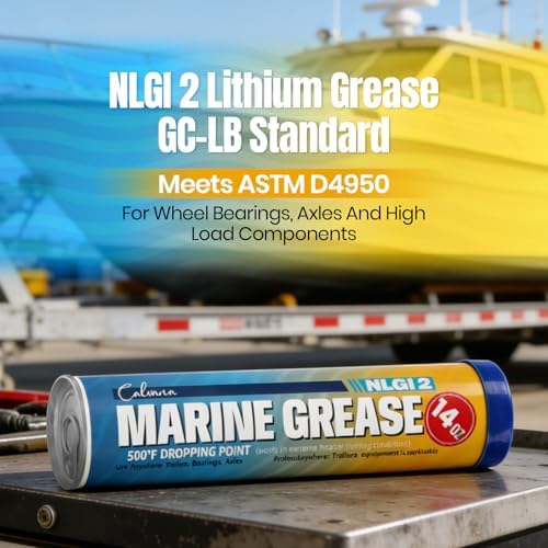 Calvana Marine Grease Tube 14Oz, Waterproof High Temperature Wheel Bearing Grease Lubricant, NLGI 2 Grade, for Boat Trailer Bearings, Grease Gun, Automotive, Truck, RV