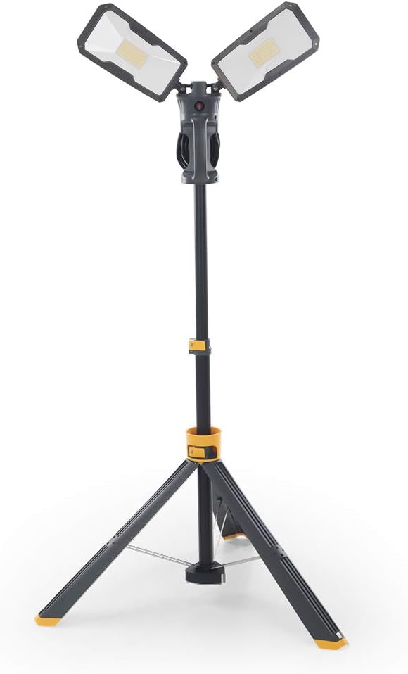 【Upgraded】LUTEC 6290Max 15000 Lumen 138W Dimmable LED Work Light with Telescoping Tripod, Adjustable Color Temperature Dual-Head Work Light with Stand and 8 Ft 3-Prong Power Cord