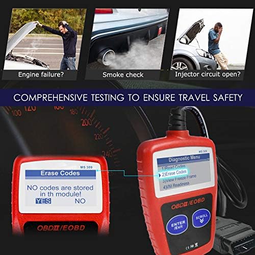 MS309 OBD2 Scanner Check Car Engine Light Fault Code Reader, Universal OBDII Diagnostic Scan Tool Read Clear Trouble Codes, View Freeze Frame Data, OBDII CAN Diagnostic Scan Tool