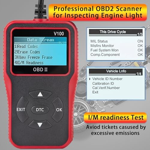 V100 OBD2 Diagnostic Diagnostic Tool Tool, Code Reader, Engine Light Diagnostic Tool, Battery Voltage Tester, for OBD2 Cars & Trucks Since 1996