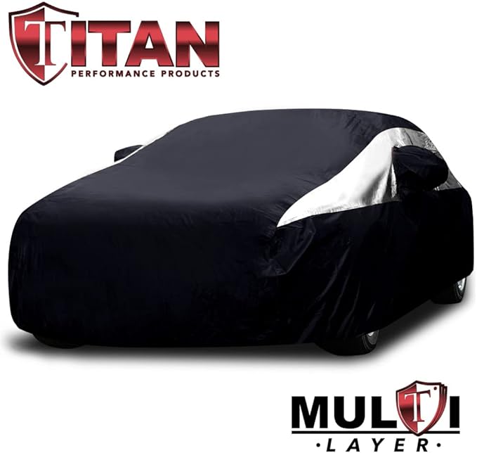 Titan Premium Multi-Layer PEVA Car Cover for Sedans 186-202". Waterproof, UV Protection, Anti-Scratch Protective Lining, Driver-Side Zippered Opening. Fits Camry, Accord and More.