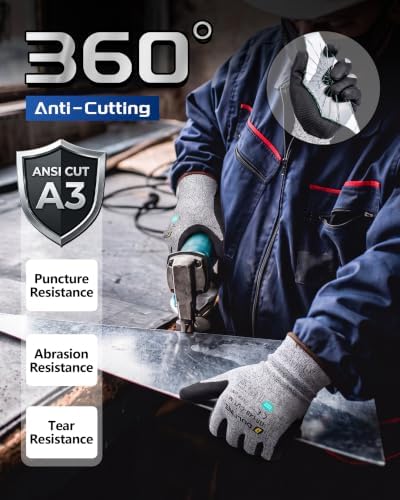 DULFINE A3/A4/A9 Cut Resistant 2/3/6/12 Pairs Work Gloves for Men & Women