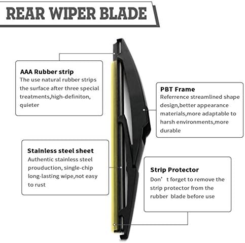 8 inch (Pack of 2) Rear Wiper Blade Set Replacement for Lexus CT200h 2011-2017,Toyota Prius C Auris 2012-2019,Urban Cruiser 2009-2016,Scion XD 2008-2013,Back Windshield Window,Rear wiper Accessories