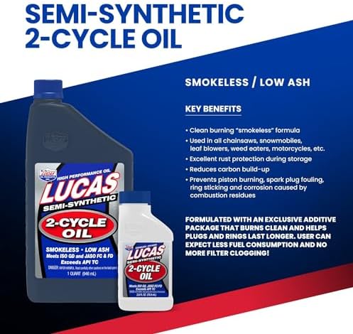 Lucas Oil 10058 Semi-Synthetic 2-Cycle Motor Oil - 2.6 Ounce (Pack of 3)