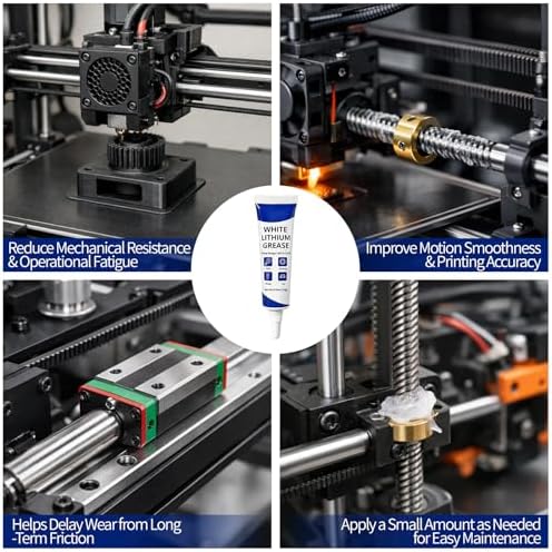 6-Pack 3D Printer Grease Lubricant for Gears Parts, Multi-Purpose Lubricant Grease for FDM 3D Printer Parts, Gears, Guide Rails and Lead Screws, Smooth Motion Support, Low Odor Grease Paste, 10g × 6