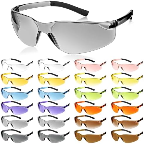 Queekay 24 Pairs Safety Glasses Multi Color Safety Goggles