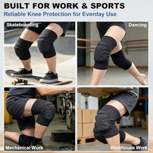 Knee Pads for Gardening Men Women, Thick Foam Kneeling Cushion, Black M