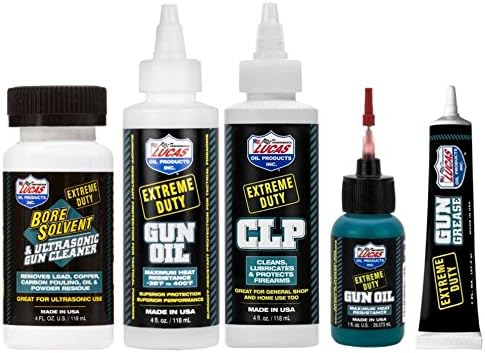 Lucas Extreme Duty 4oz Bore Solvent, Gun Oil, CLP & 1oz Needle Oiler, Grease Tube