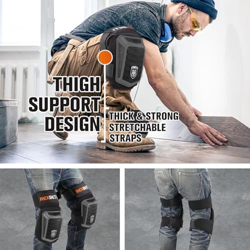 REXBETI Knee Pads for Men, Anti-slip Construction Gel Knee Pads for Work