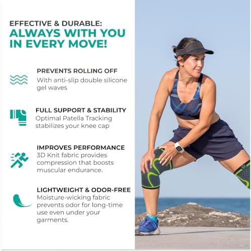 Modvel Compression Knee Brace for Women & Men - 2 Pack Knee Brace for Running Knee Pain, Knee Support Compression Sleeve, Workout Sports Knee Braces for Meniscus Tear ACL & Arthritis Pain Relief