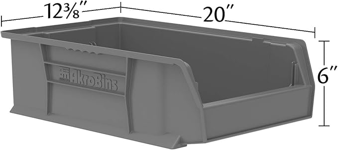 Akro-Mils 30280 Super-Size AkroBins Plastic Storage Bins, Space-Saving Stackable Bins for Garage, Classroom, Warehouse Organization, 20" L x 12" W x 6" H, Yellow, 4-Pack