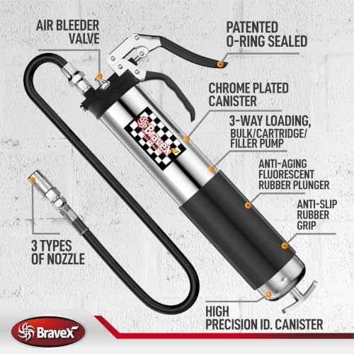 Professional Pistol Grip Grease Gun 6000PSI, 18" Flexible Hose, 14 Oz
