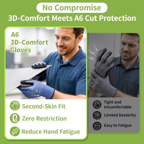 Schwer 120 Pairs Air-Skin A6 Cut Resistant Work Gloves, AR3902, XL